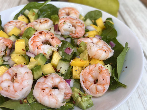 Avocado Shrimp Spinach and Mango Salad