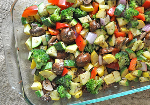 Baked Zucchini, Broccoli, Pepper and Mushrooms