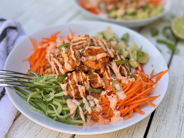 Easy Shrimp and Veggie Rice Bowl with Spicy Mayo