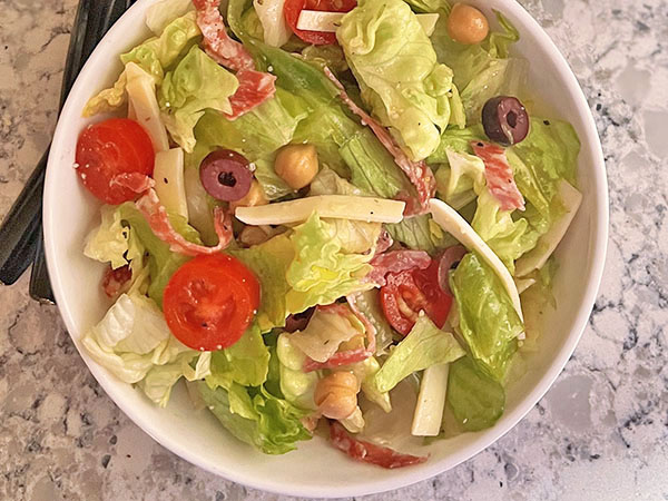 Garbanzo Salad with Iceberg, Salami and Provolone