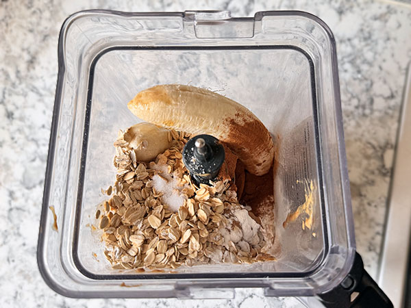 Gluten Free muffin ingredients in a blender.