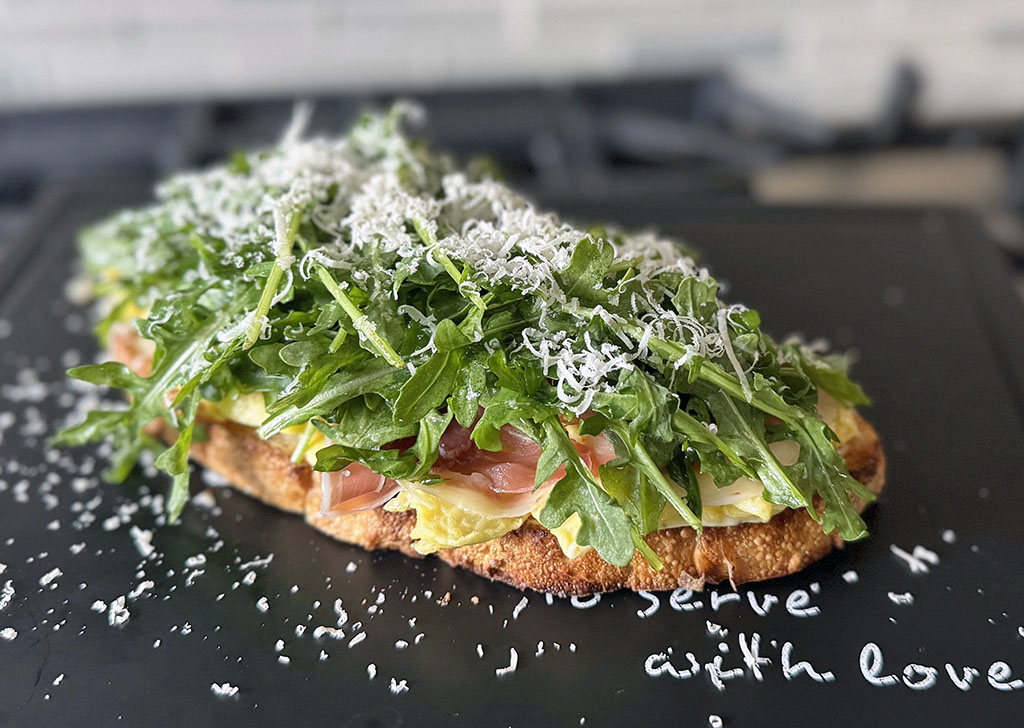 High Protein Arugula & Prosciutto Breakfast Sandwich