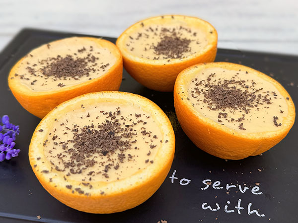 Orange Custard Dessert Cups with Chocolate Touch