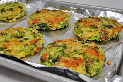 Baked Broccoli Patties photo instruction 7 Half baked broccoli patties before flipping.