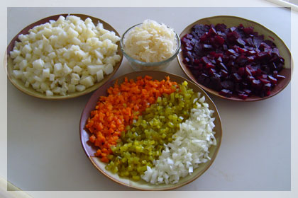 Beet Potato Salad with Sauerkraut Vinegret photo instruction 1