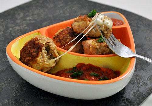 Easy Turkey Meatballs with Mozzarella