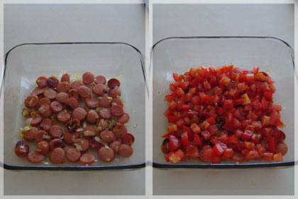 Омлет с Сосисками Запеченный в Духовке пошаговое фото 5