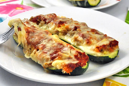 Pork Sausage Stuffed Zucchini