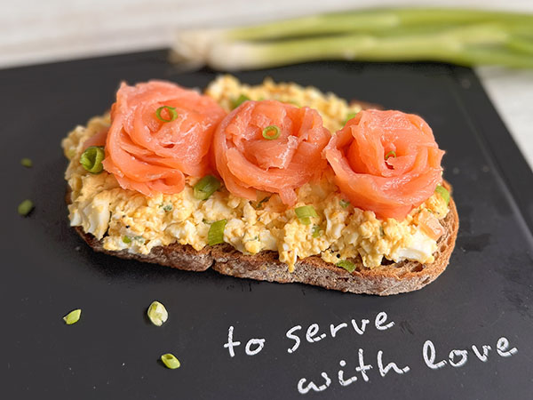 Smoked Salmon & Egg Salad Sandwich with Green Onions