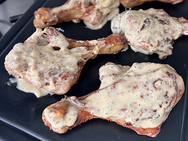 Smoky Butterflied Chicken Drumsticks with Pickle Mayo Sauce