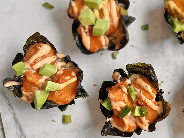 Spicy Salmon Sushi Bites