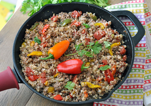 Tasty Cauliflower Rice and Ground Beef Skillet